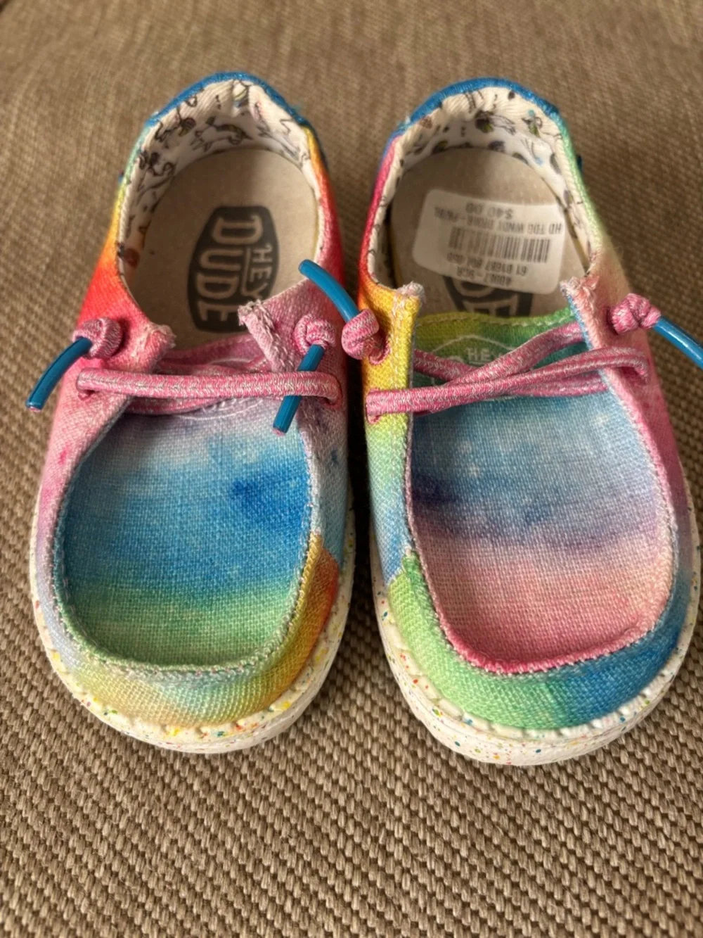 Hey Dude Kids Tie-Dye Canvas Slip-Ons in Pink, Blue & Green